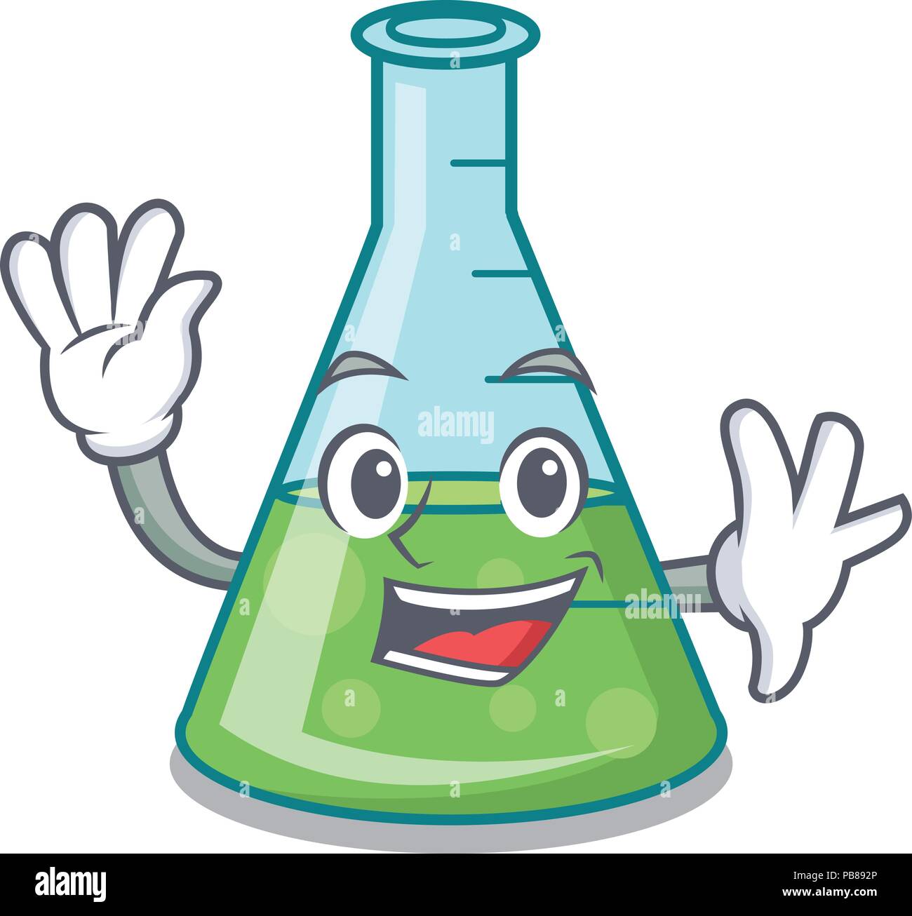 Waving science beaker character cartoon Stock Vector Image & Art Alamy