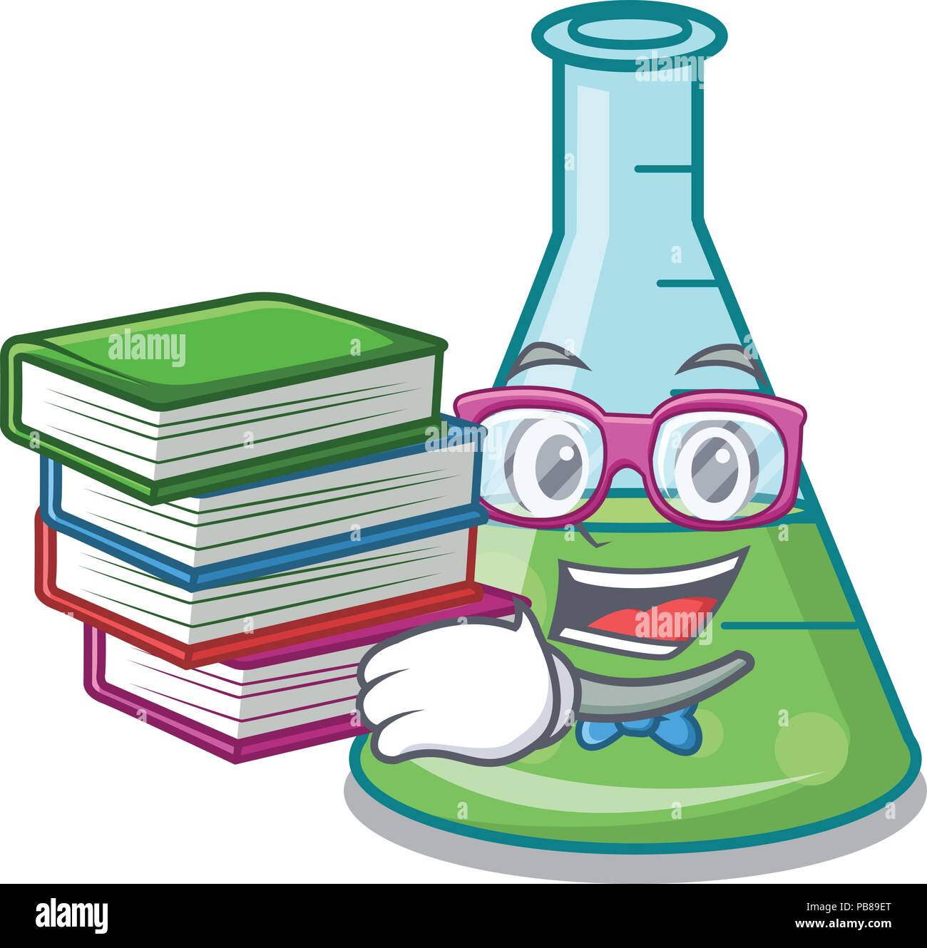 Student with book science beaker mascot cartoon Stock Vector Image