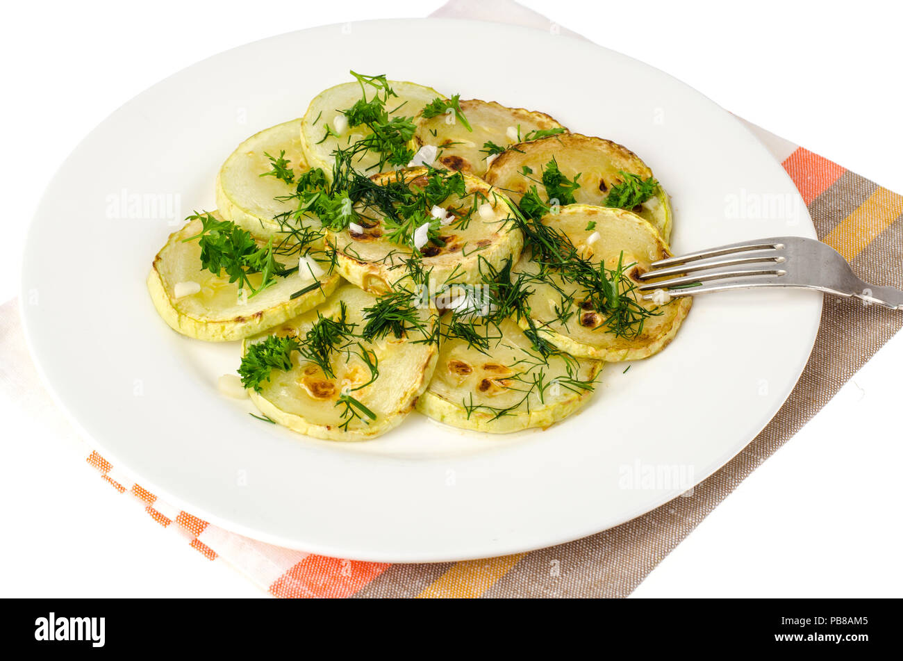 Food for diabetics. Vegetable dish of zucchini. Studio Photo Stock