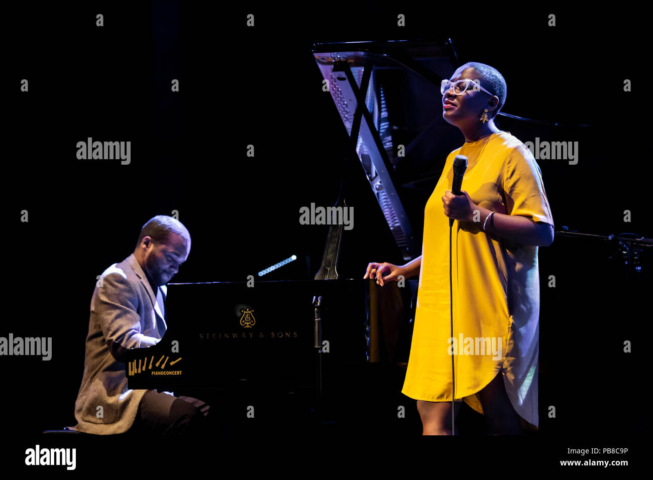 Barcelona, Spain. 25th July, 2018. Concert by Ceceli McLorin Salvant in BARTS. Festival GREC and 50 Festival de Jazz. Photographer: © Aitor Rodero. Stock Photo