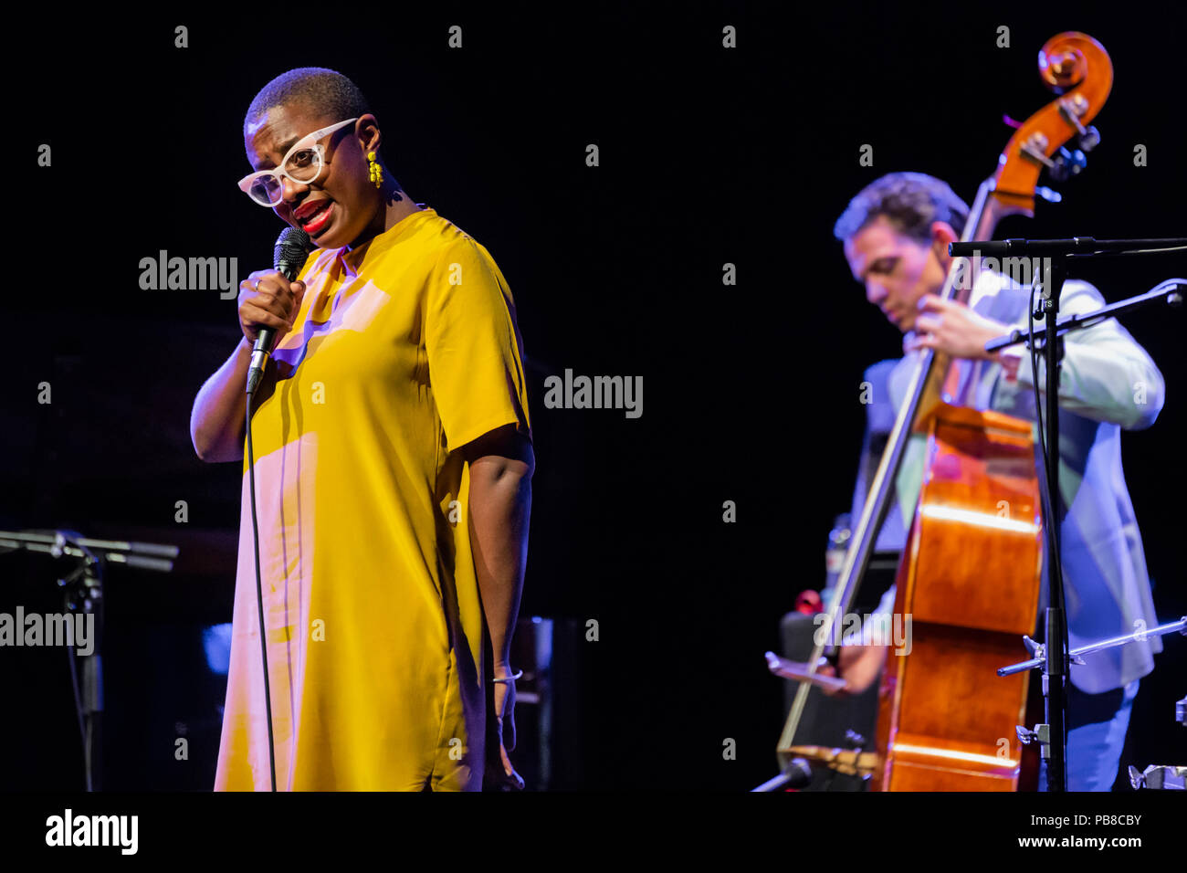 Barcelona, Spain. 25th July, 2018. Concert by Ceceli McLorin Salvant in BARTS. Festival GREC and 50 Festival de Jazz. Photographer: © Aitor Rodero. Stock Photo