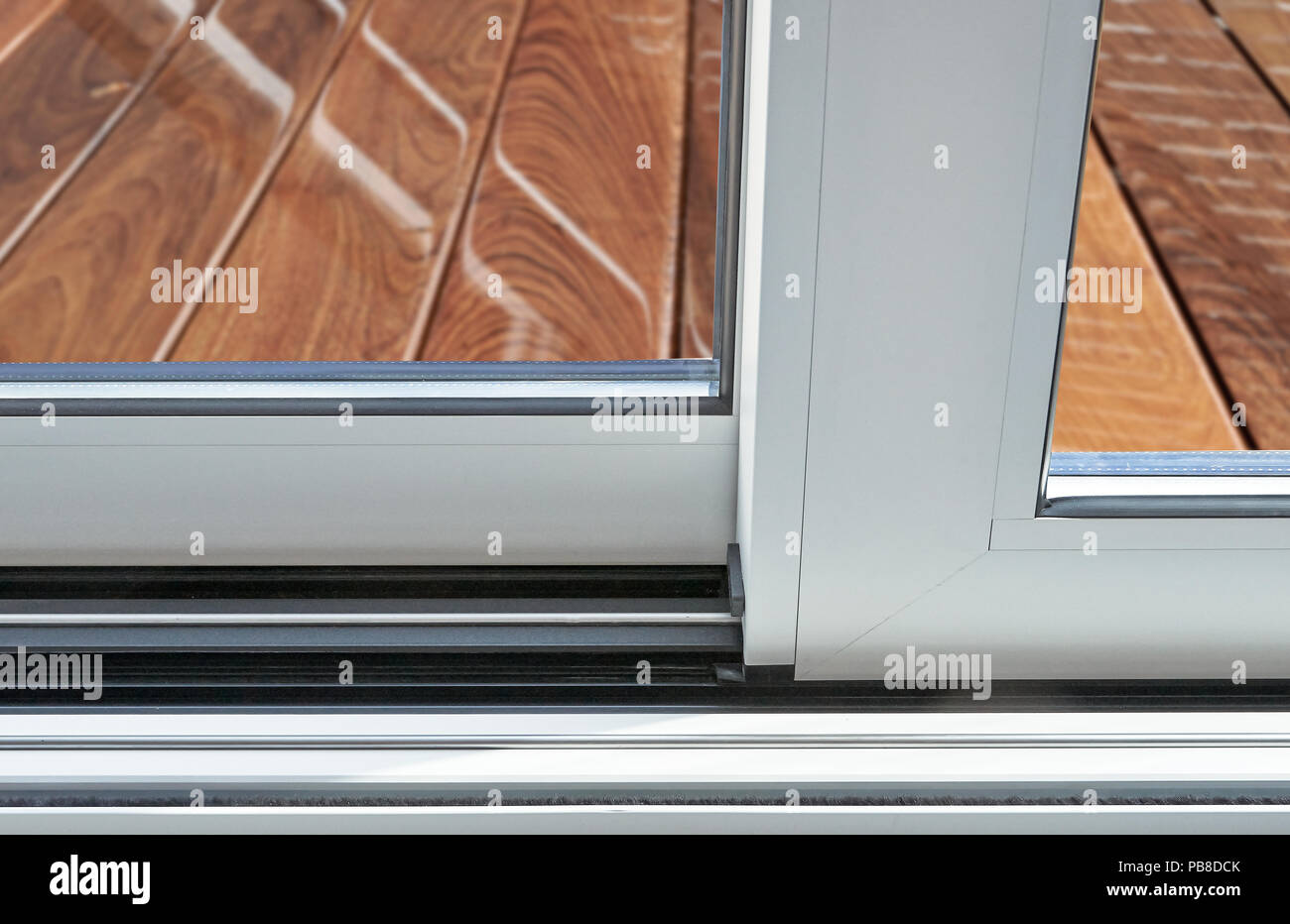 Sliding glass door detail and rail embed in floor Stock Photo Alamy