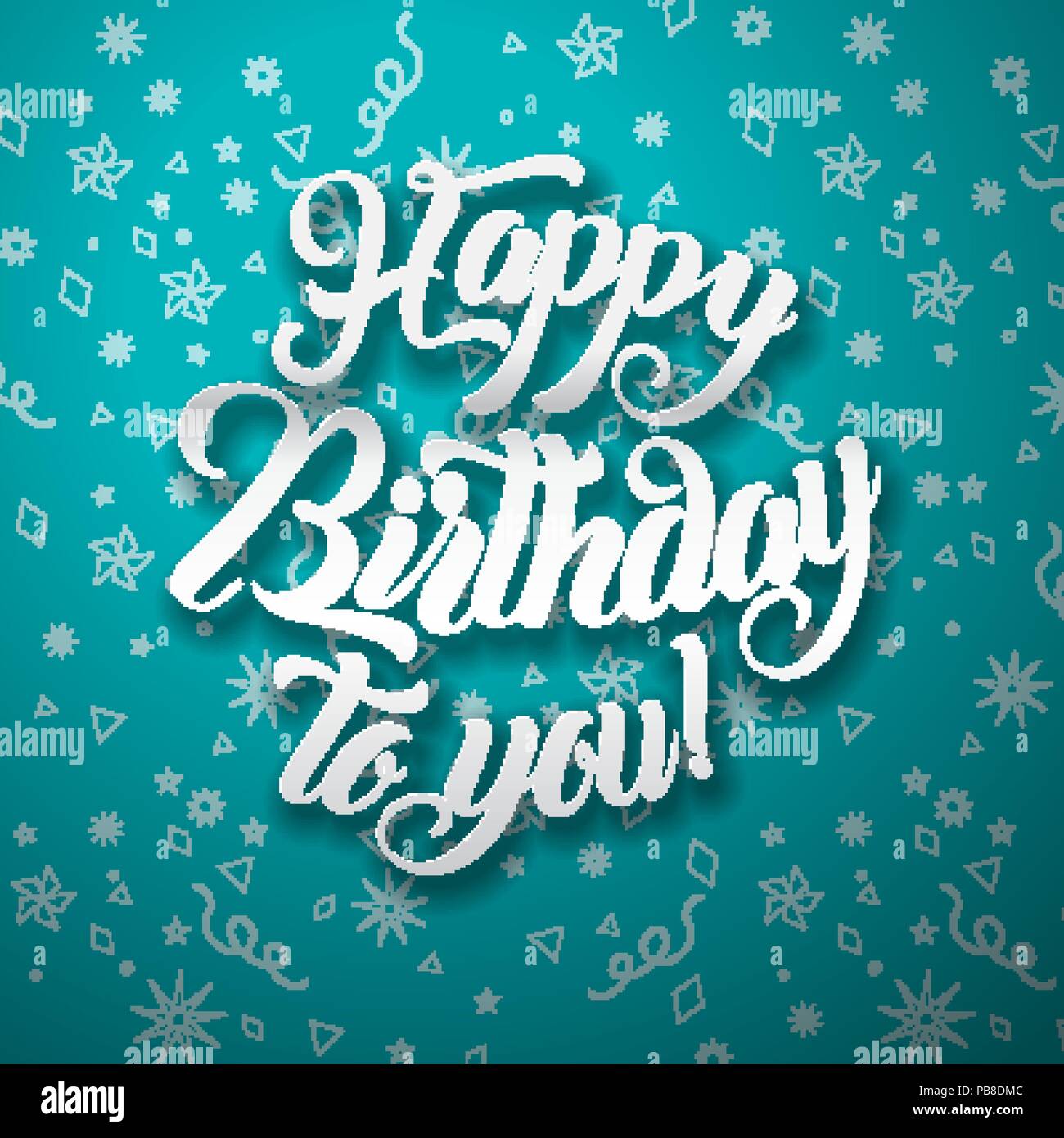 Happy birthday to you lettering text vector illustration Birthday greeting card design Stock