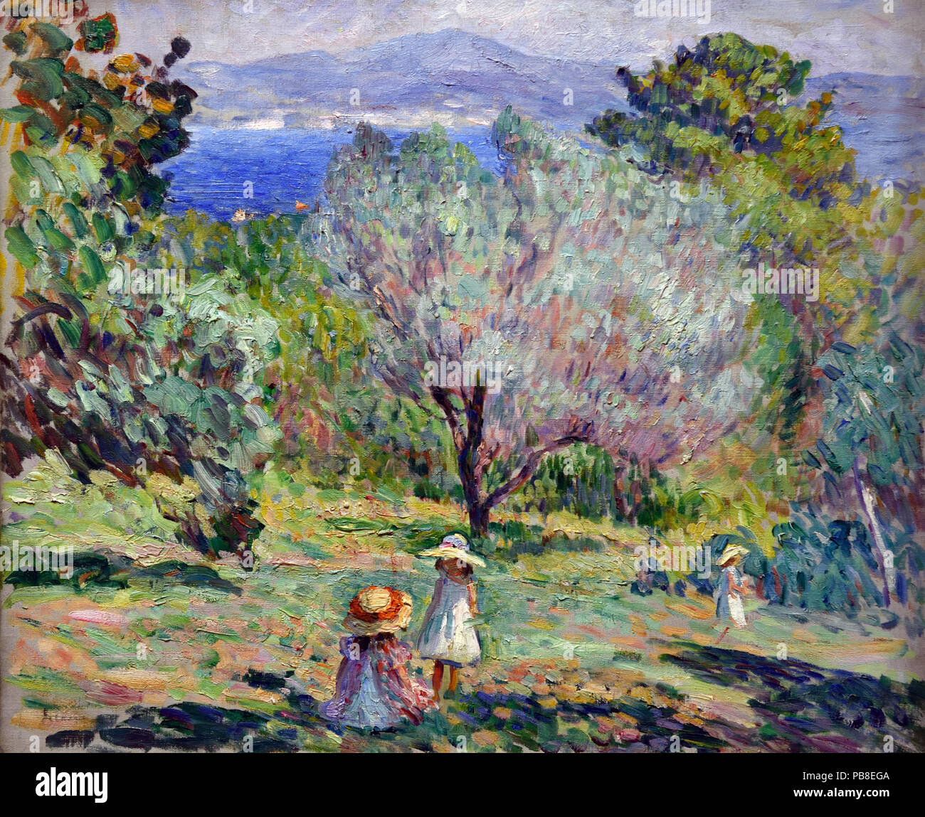 Young Girls in a Mediterranean Landscape 1907-1910 Henri Lebasque 1865-1937 France French Stock Photo