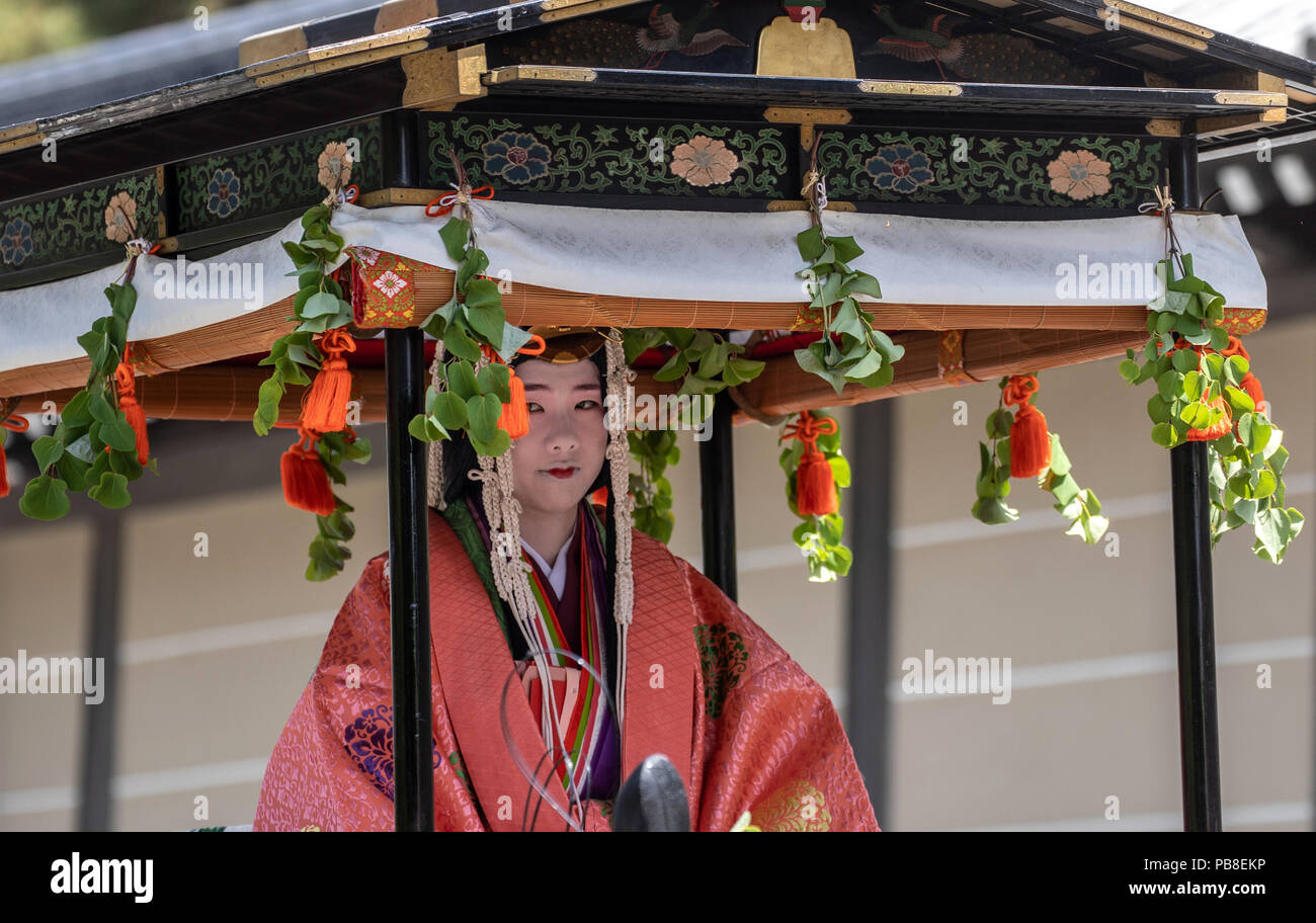 Japan, Kyoto City, Aoi Matsuri ,Festival, Lady of the Court Parading Stock Photo