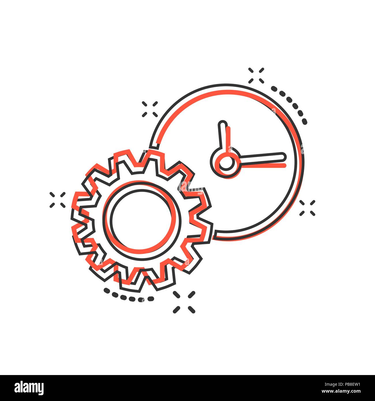 Vector cartoon clock icon in comic style. Project management sign ...