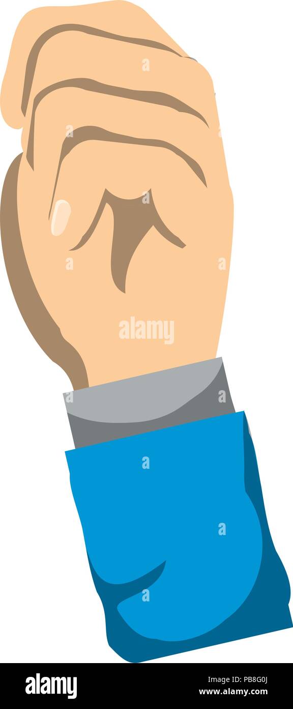 hand with clenched fist over white background, vector illustration