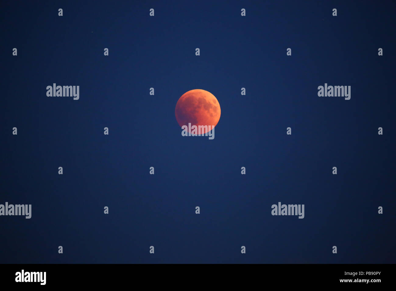 Poland, Baranow, 27th July 2018: Full lunar eclipse and Mars on Mazovia ...