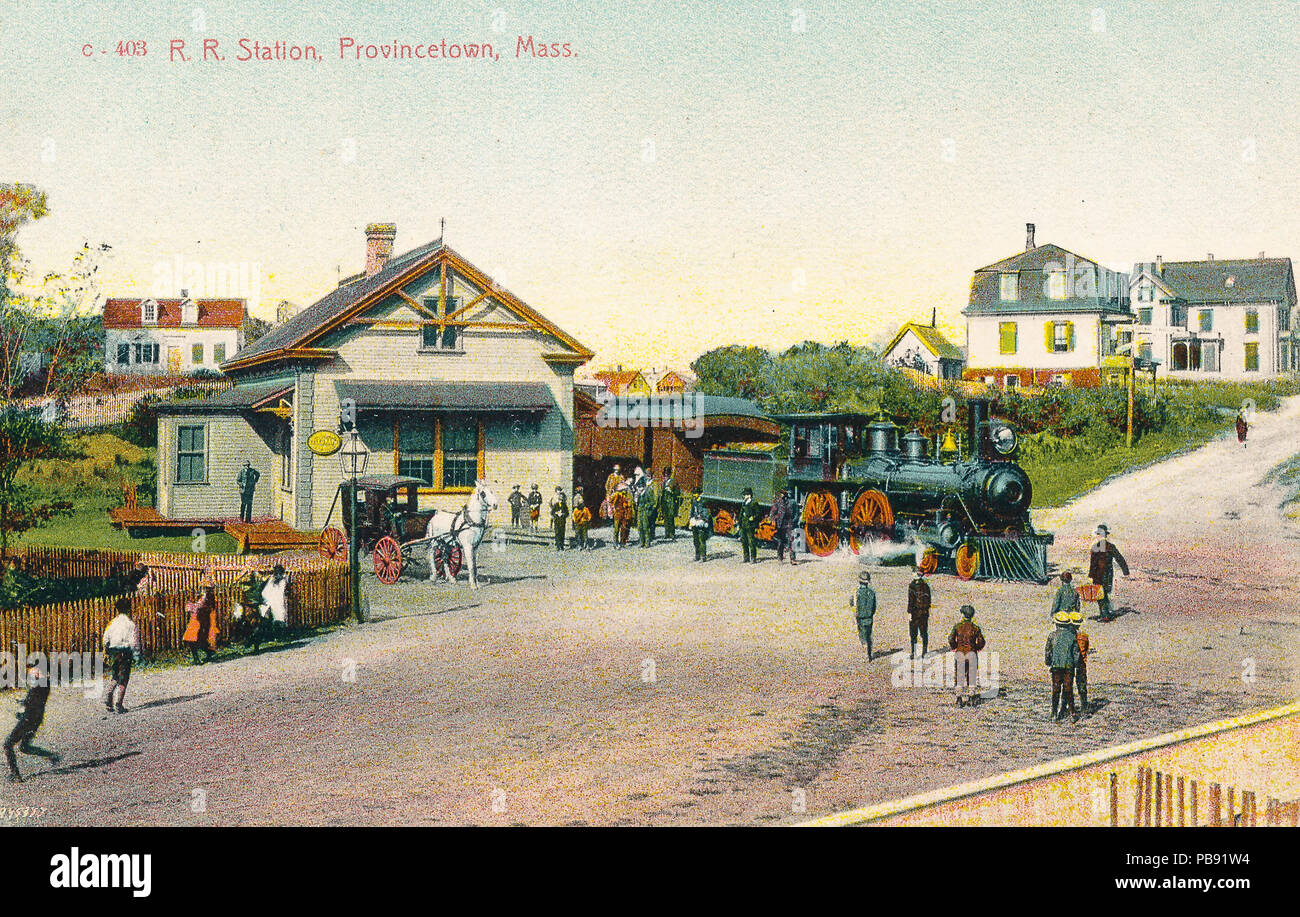 . English Postcard showing the railroad station in Provincetown
