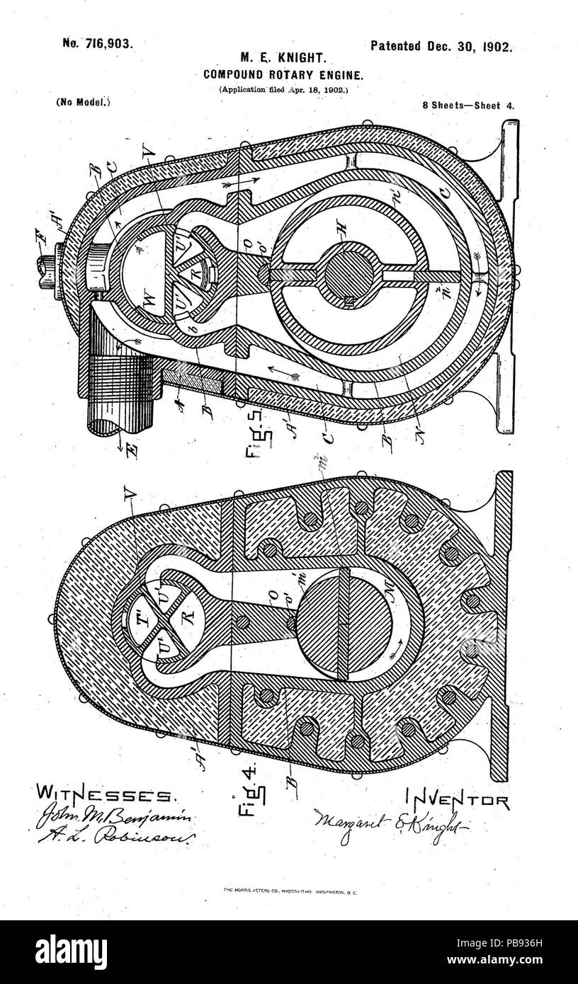 1796 US716903-Compound rotary engine (4) - Stock Image