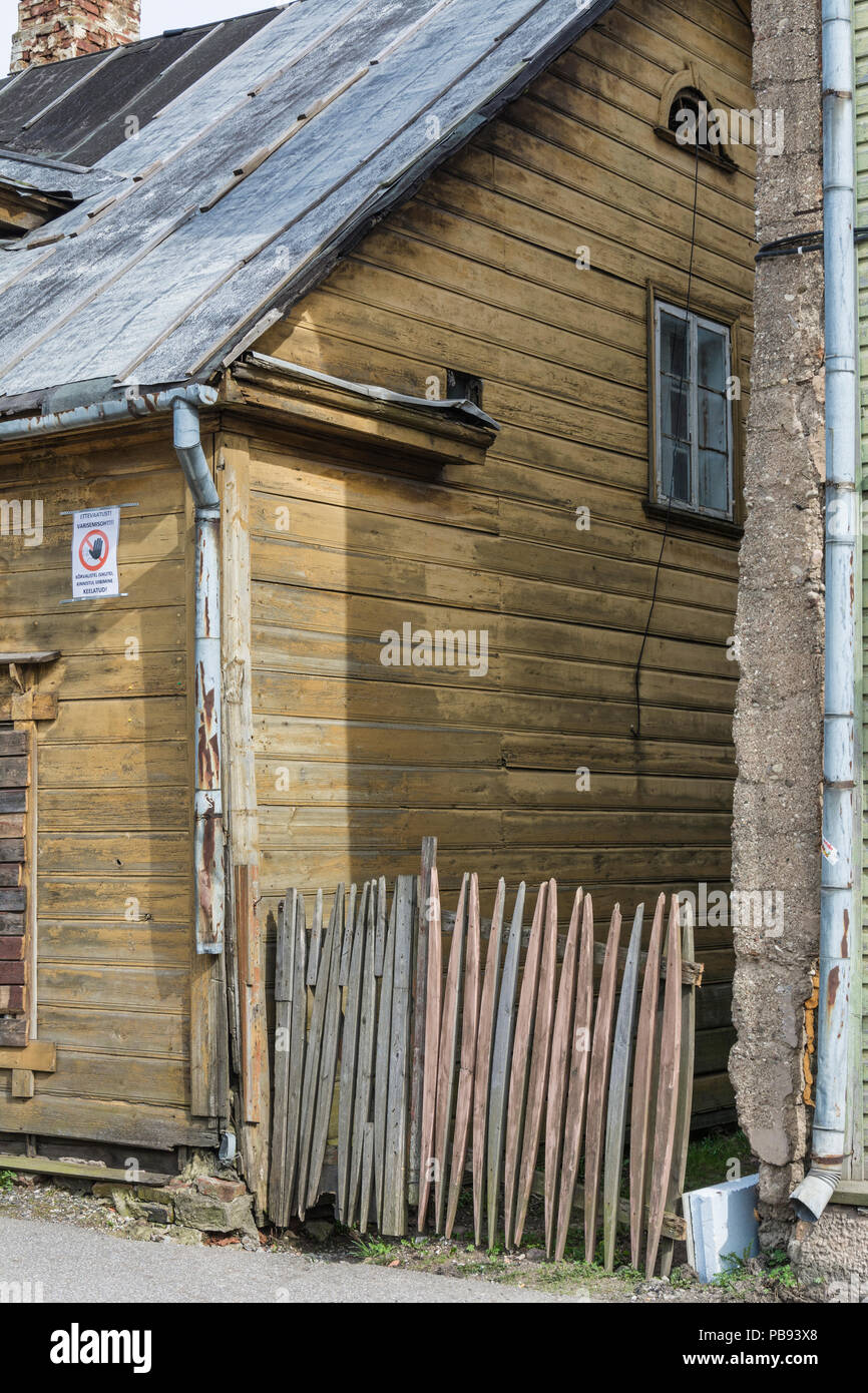 Old wooden houses in Tartu Estonia Stock Photo Alamy