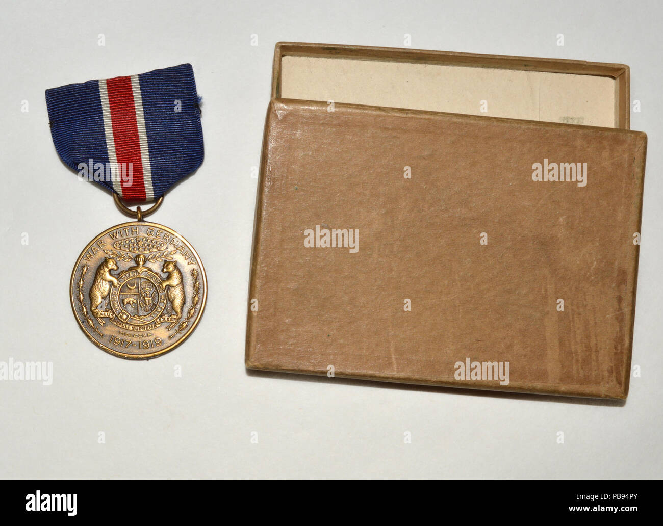 1870 World War I Missouri Service Medal of PFC Clarence E. Pratt Stock Photo