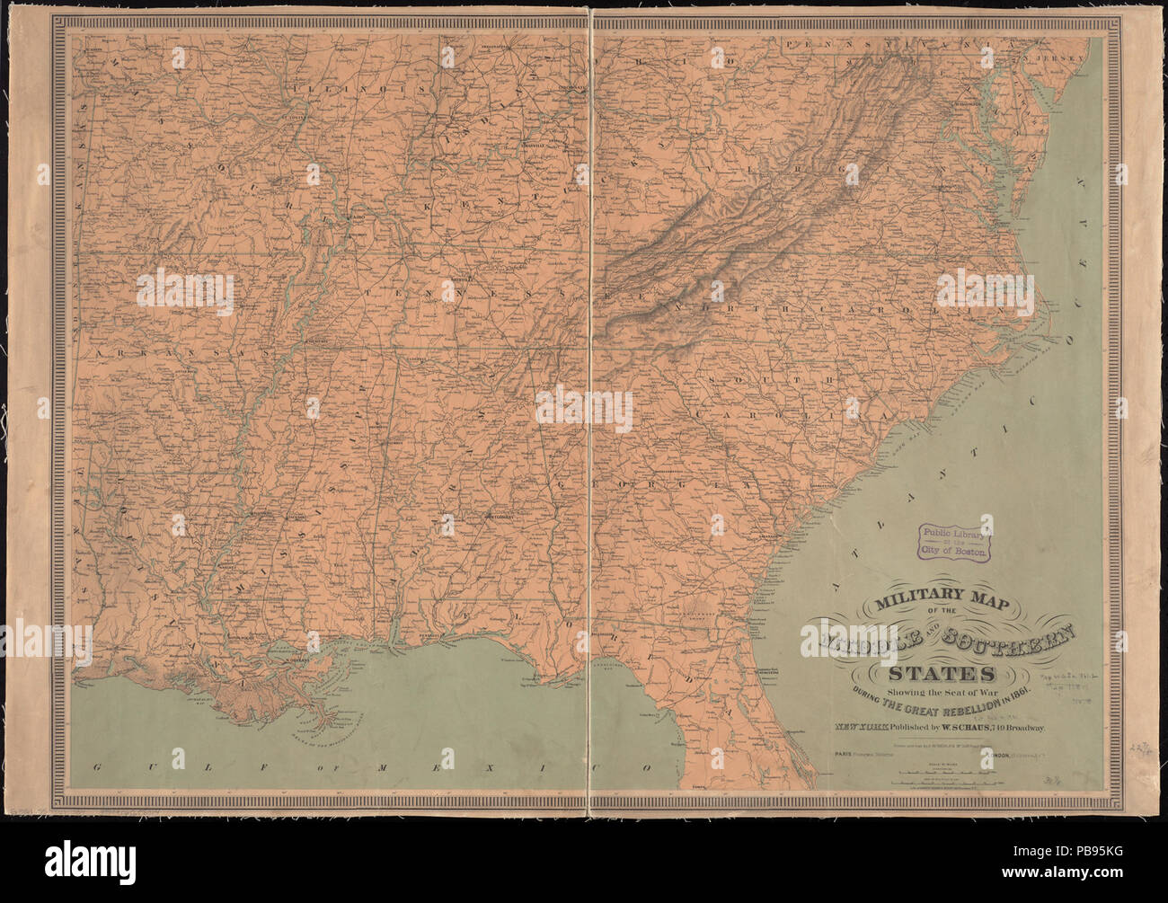 1044 Military map of the middle and southern states showing the seat of war during the great rebellion in 1861 (14304949258) Stock Photo