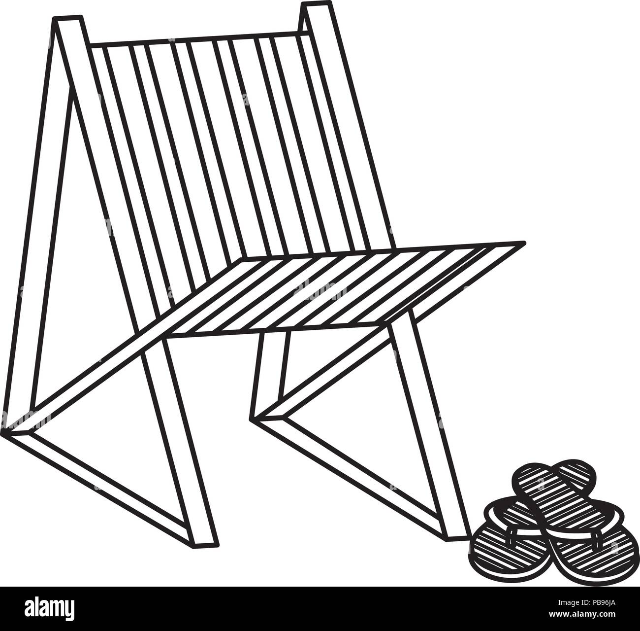 Beach Chair With Flip Flops Vector Illustration Design Stock