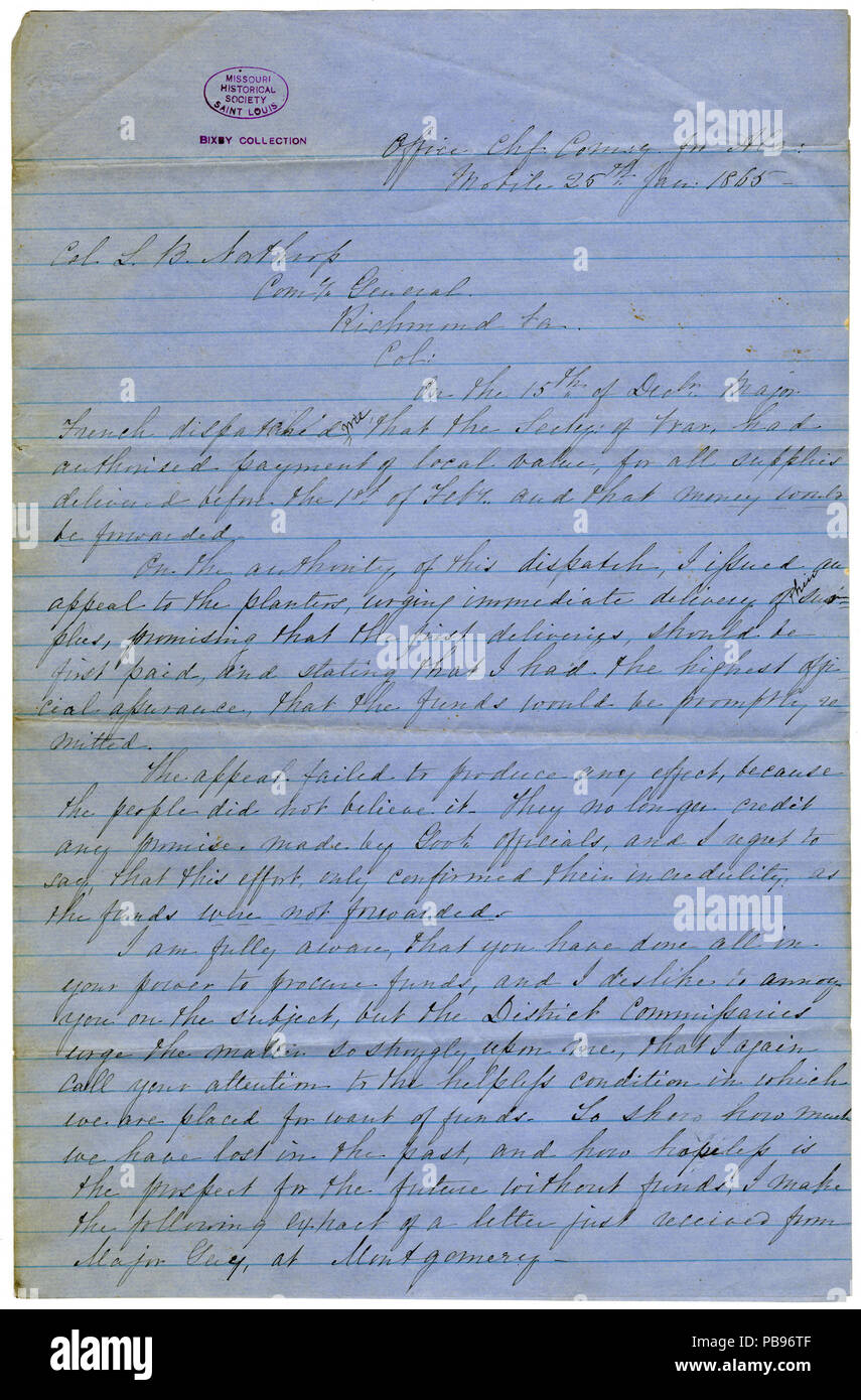 909 Letter signed John J. Walker, Office Chief Commanding in Ala ...