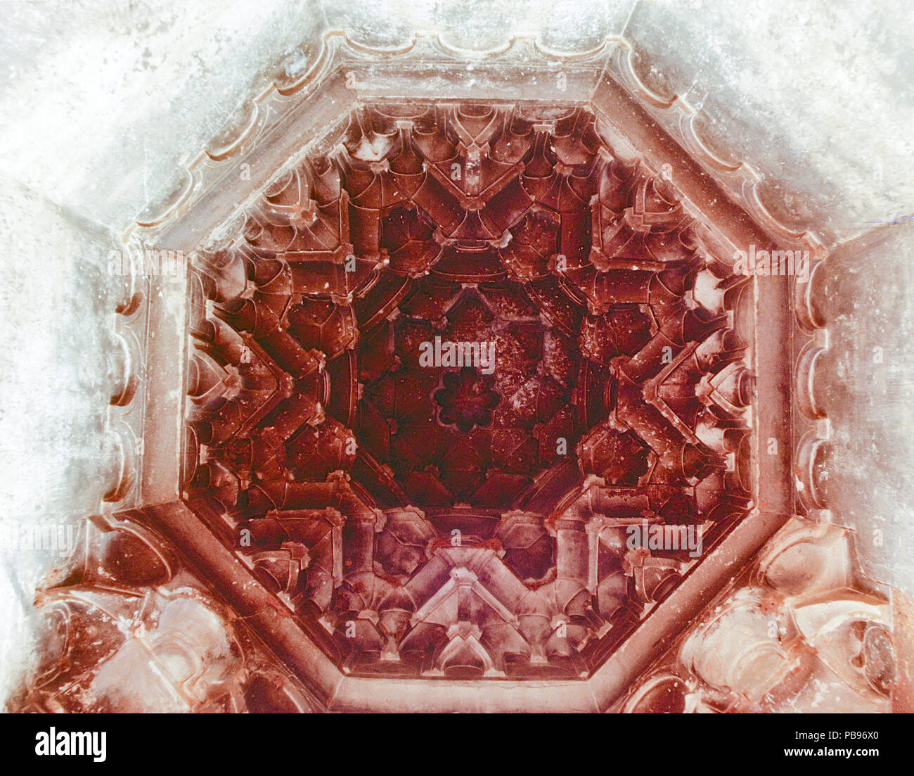 detail of stalactite vault above mihrab, Great Mosque, Tinmal, Morocco Stock Photo