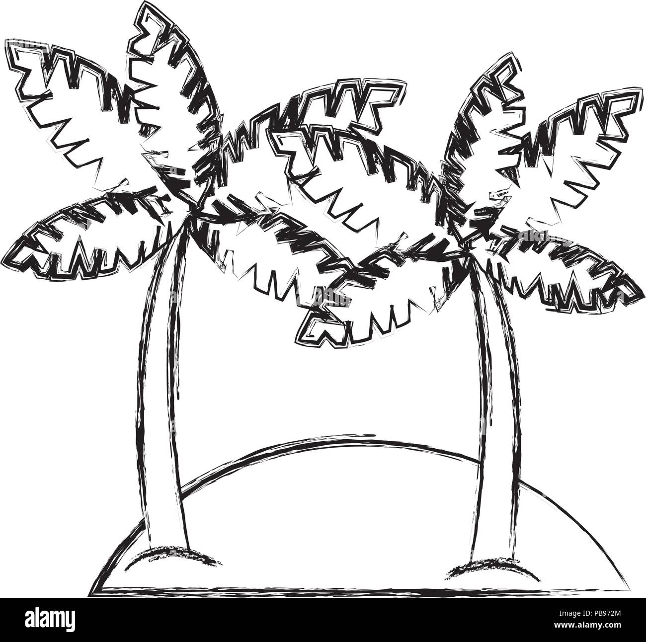 tree palms beach scene vector illustration design Stock Vector Image ...