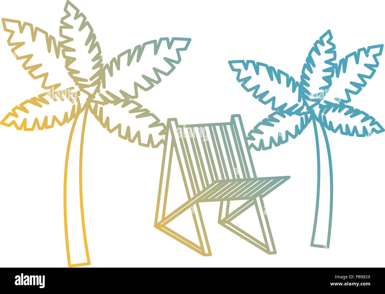 tree palms with beach chair vector illustration design Stock Vector ...