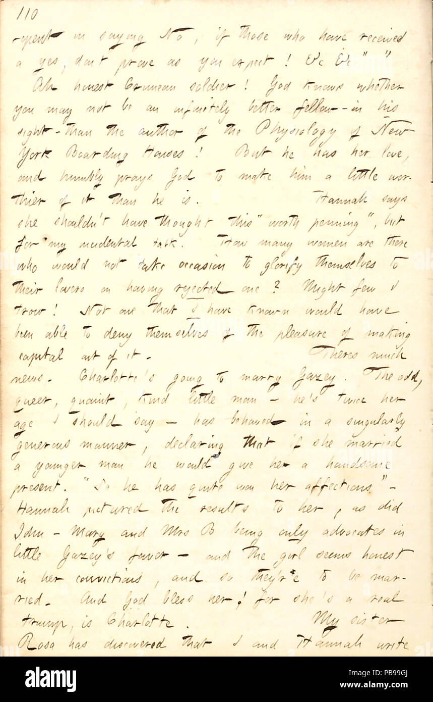 1739 Thomas Butler Gunn Diaries- Volume 8, page 117, December 8, 1856 Stock Photo
