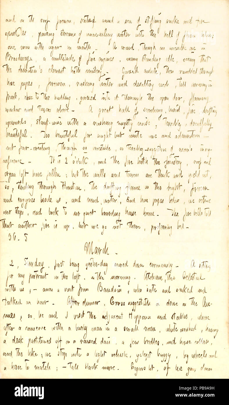 1730 Thomas Butler Gunn Diaries- Volume 2, page 56, March 1-2, 1851 Stock Photo