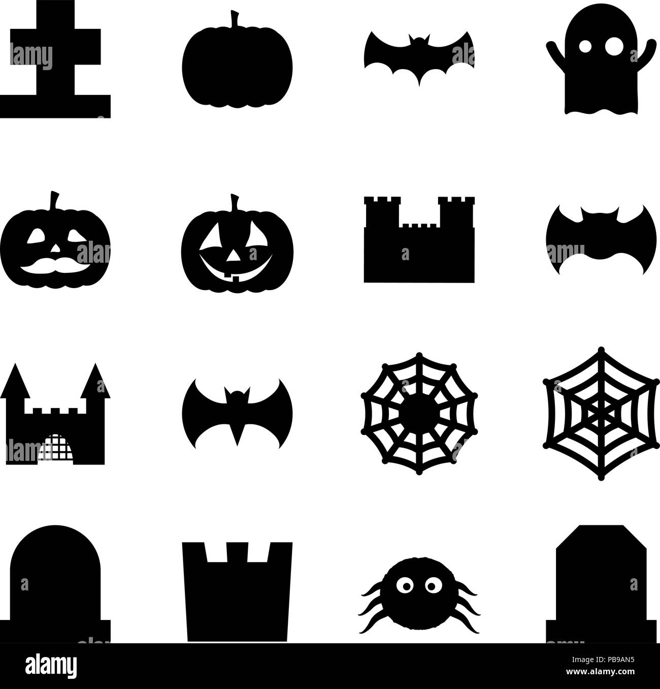 Set of halloween related spooky and cute decoration icons for design