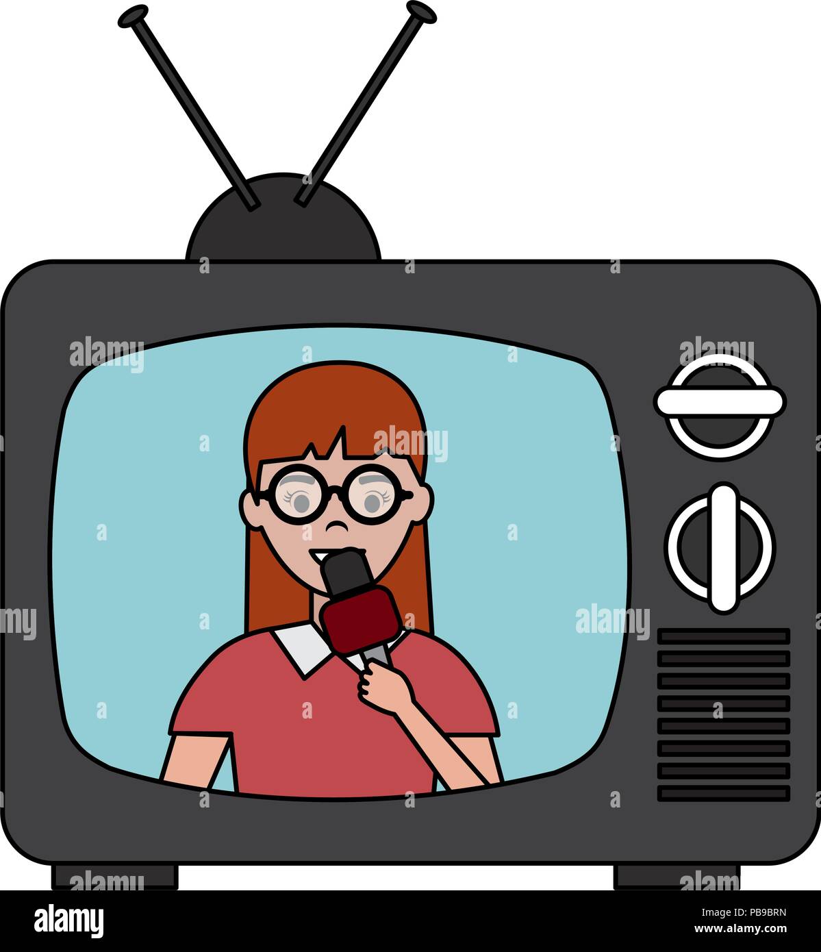 Woman News Reporter In Tv Character Vector Illustration Design Woman News Reporter In Tv Character Vector Illustration Design