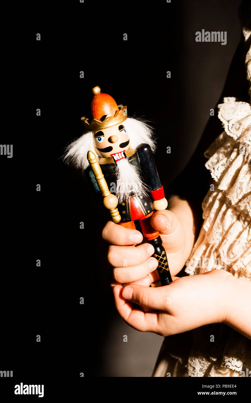 Little girl holding the Nutcracker Stock Photo Alamy