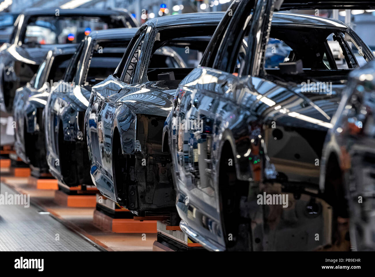 Assembly line Audi A4 and A5 at the Audi AG plant in Ingolstadt Bavaria Germany Stock Photo