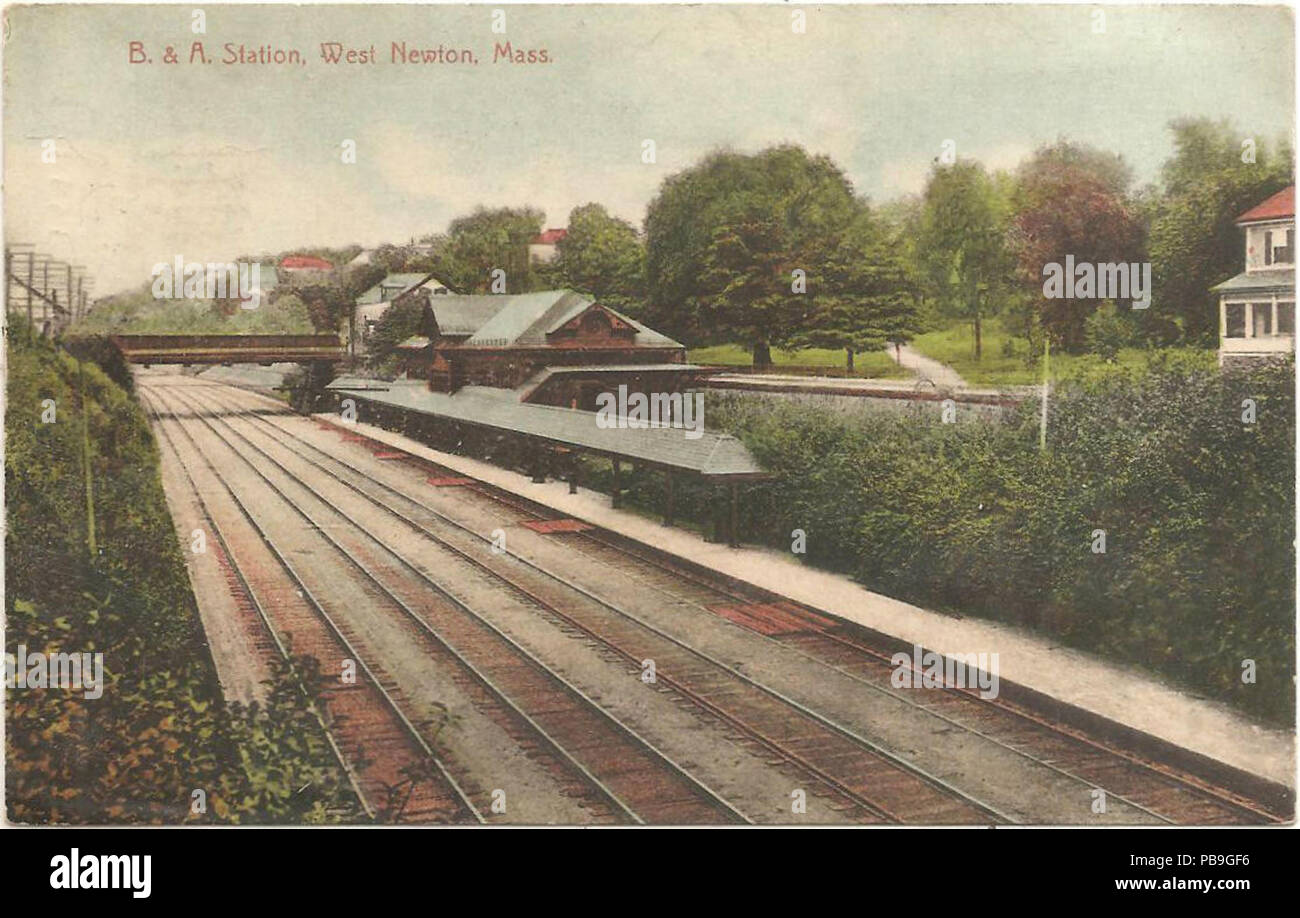 1842 West Newton station 1912 postcard Stock Photo Alamy