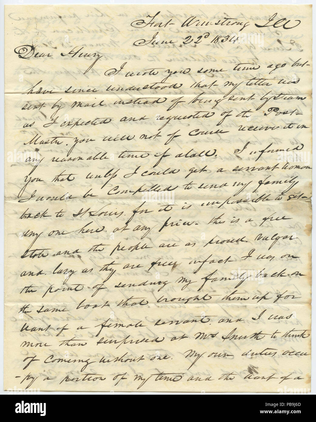 912 Letter signed T.F. Smith, Fort Armstrong, Ill., to Henry Chouteau ...