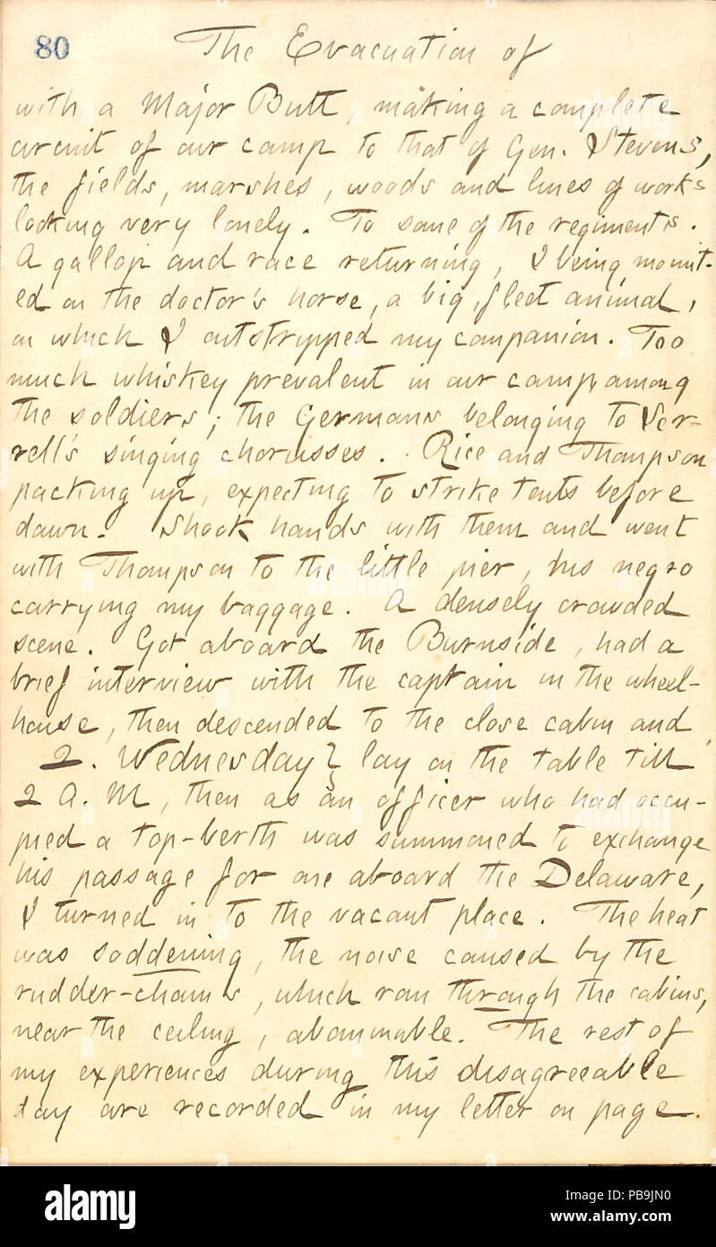 1731 Thomas Butler Gunn Diaries- Volume 20, page 90, July 1, 1862 Stock Photo