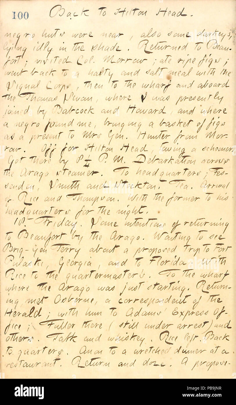 1731 Thomas Butler Gunn Diaries- Volume 20, page 110, July 17, 1862 Stock Photo
