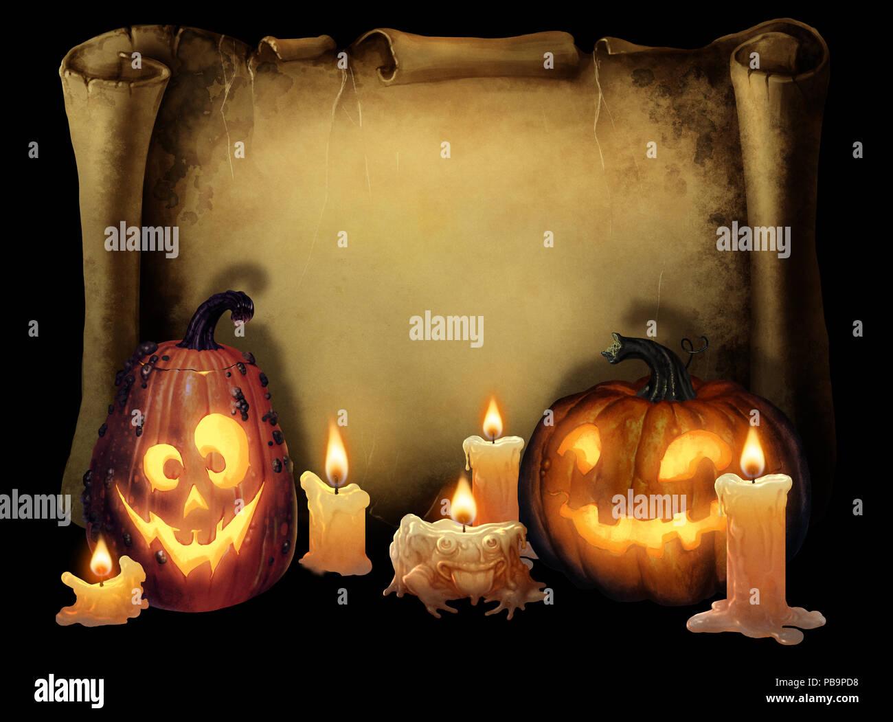 Halloween pumpkin lamps and candles Stock Photo Alamy