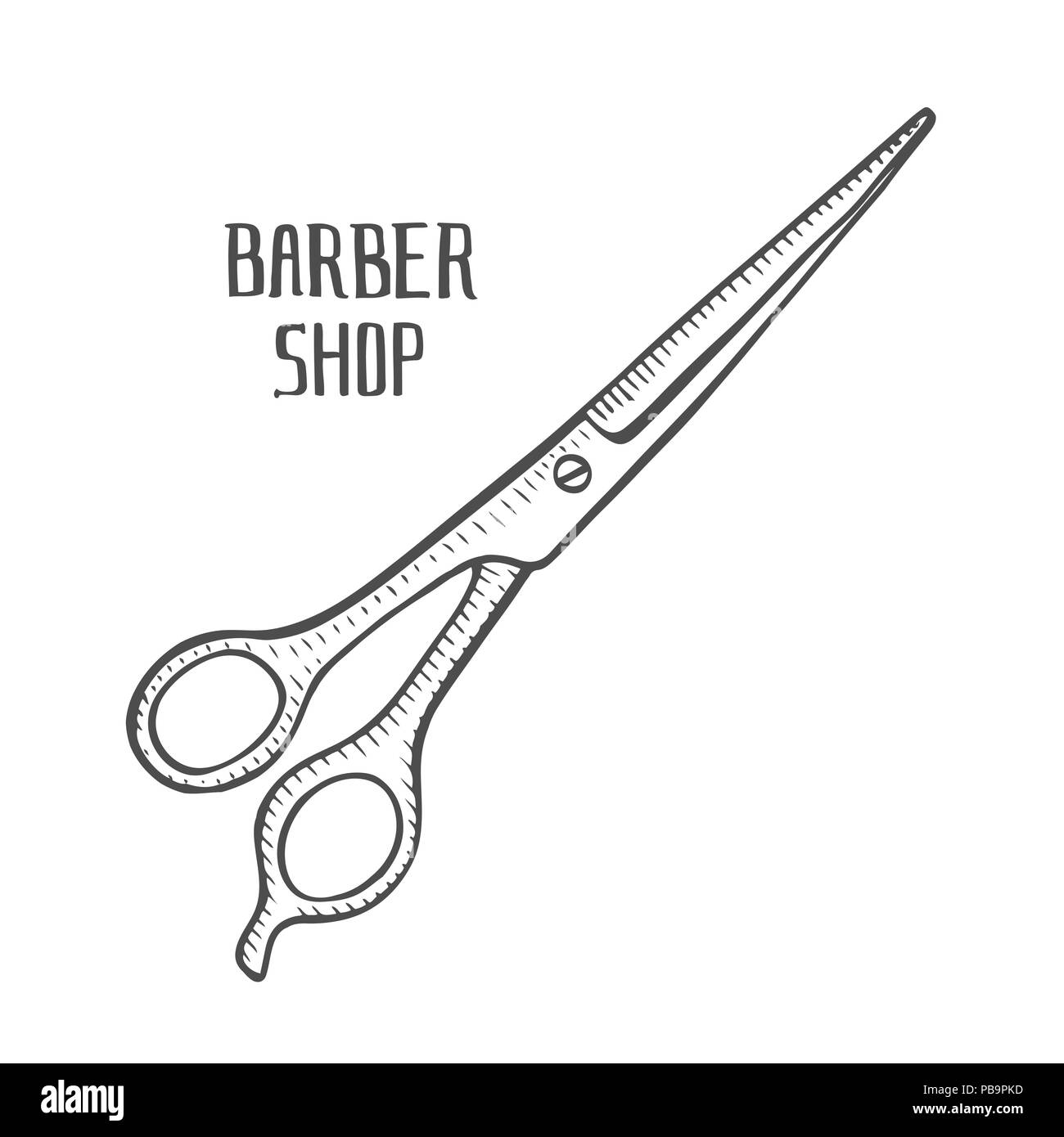 Cutting scissor. Doodle style. Vector illustration. Hand drawn isolated