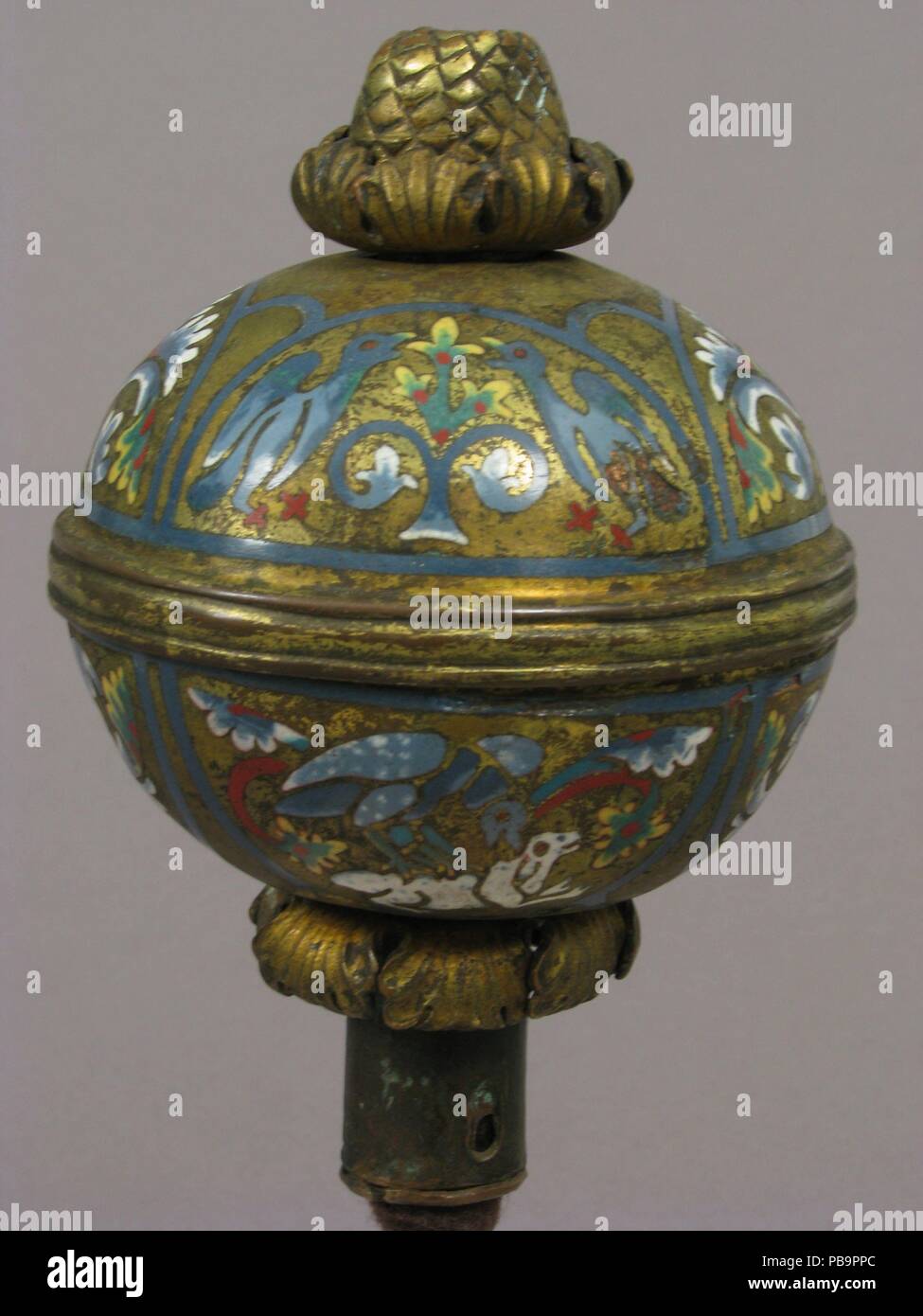 Spherical knop. Culture: German. Dimensions: Overall: 5 3/8 x 3 11/16 in. (13.7 x 9.4 cm). Date: late 12th century. Museum: Metropolitan Museum of Art, New York, USA. Stock Photo
