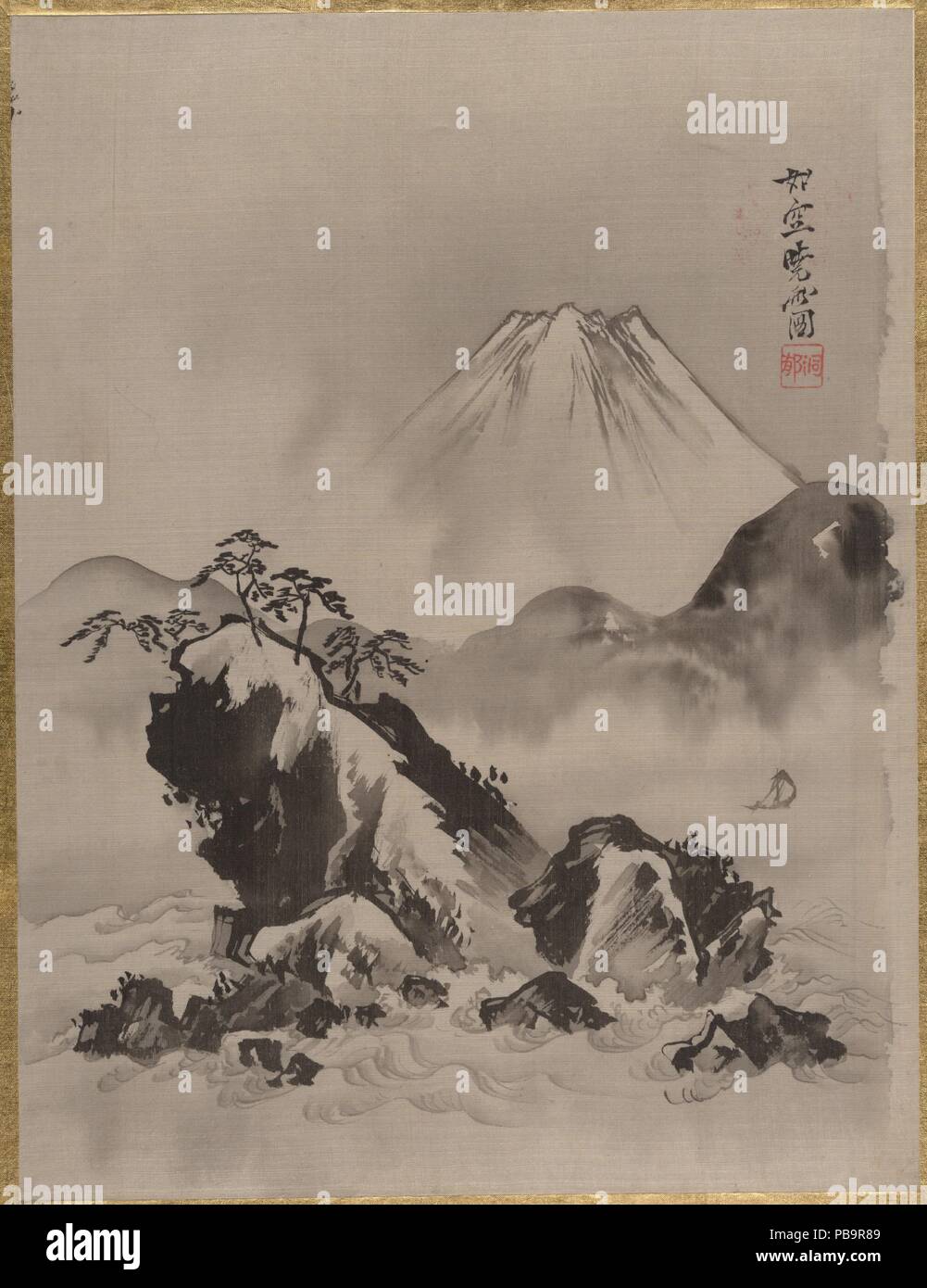 Mount Fuji. Artist: Kawanabe Kyosai (Japanese, 1831-1889). Culture: Japan. Dimensions: 14 1/8 x 10 3/4 in. (35.9 x 27.3 cm). Date: ca. 1887. Museum: Metropolitan Museum of Art, New York, USA. Stock Photo