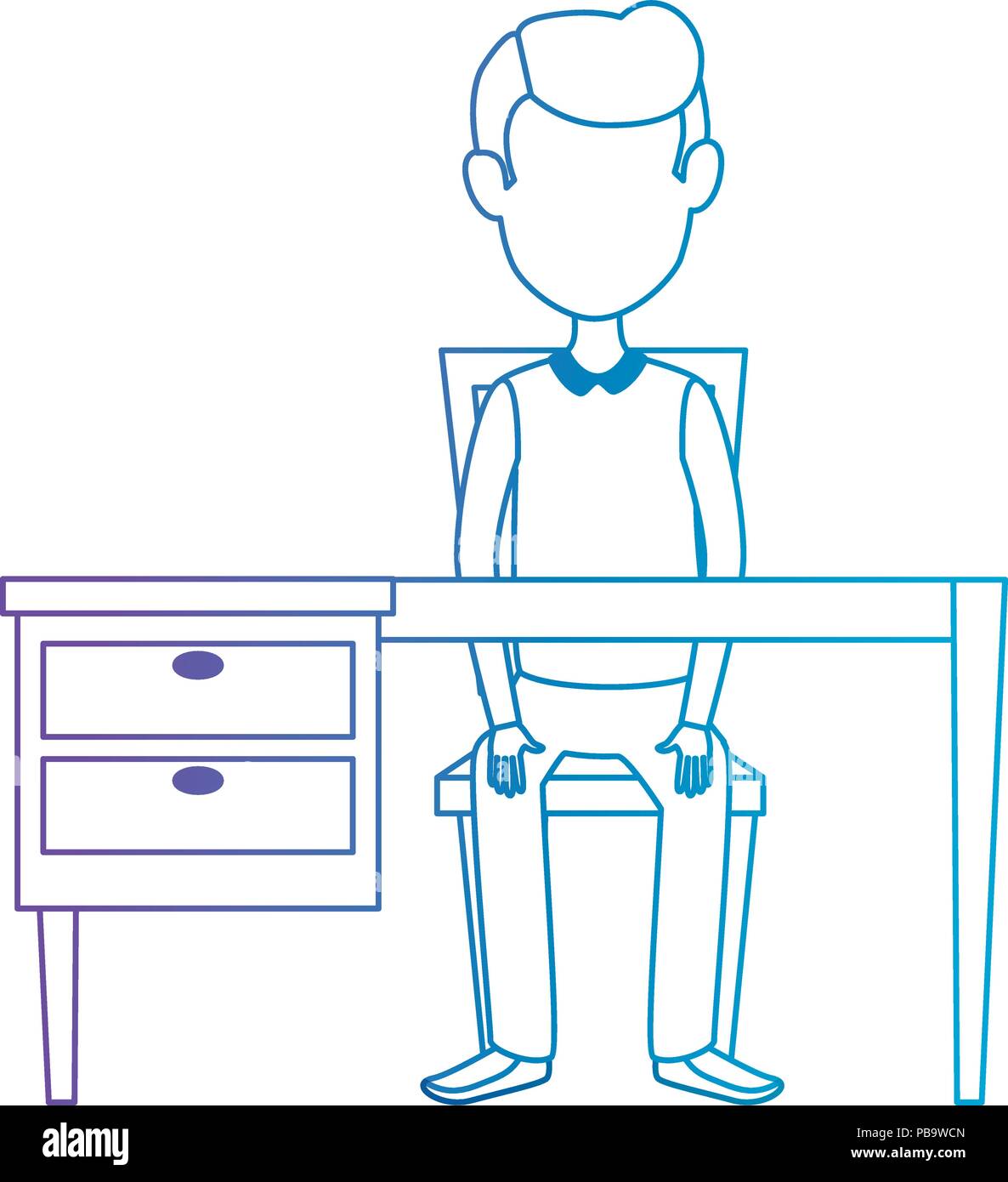 young man avatar in the desk character vector illustration design Stock ...