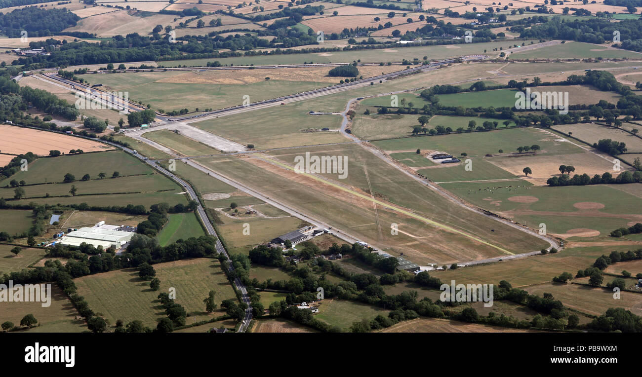 aerial view of the old Darley Moor airfield near Ashbourne, Derbyshire Stock Photo