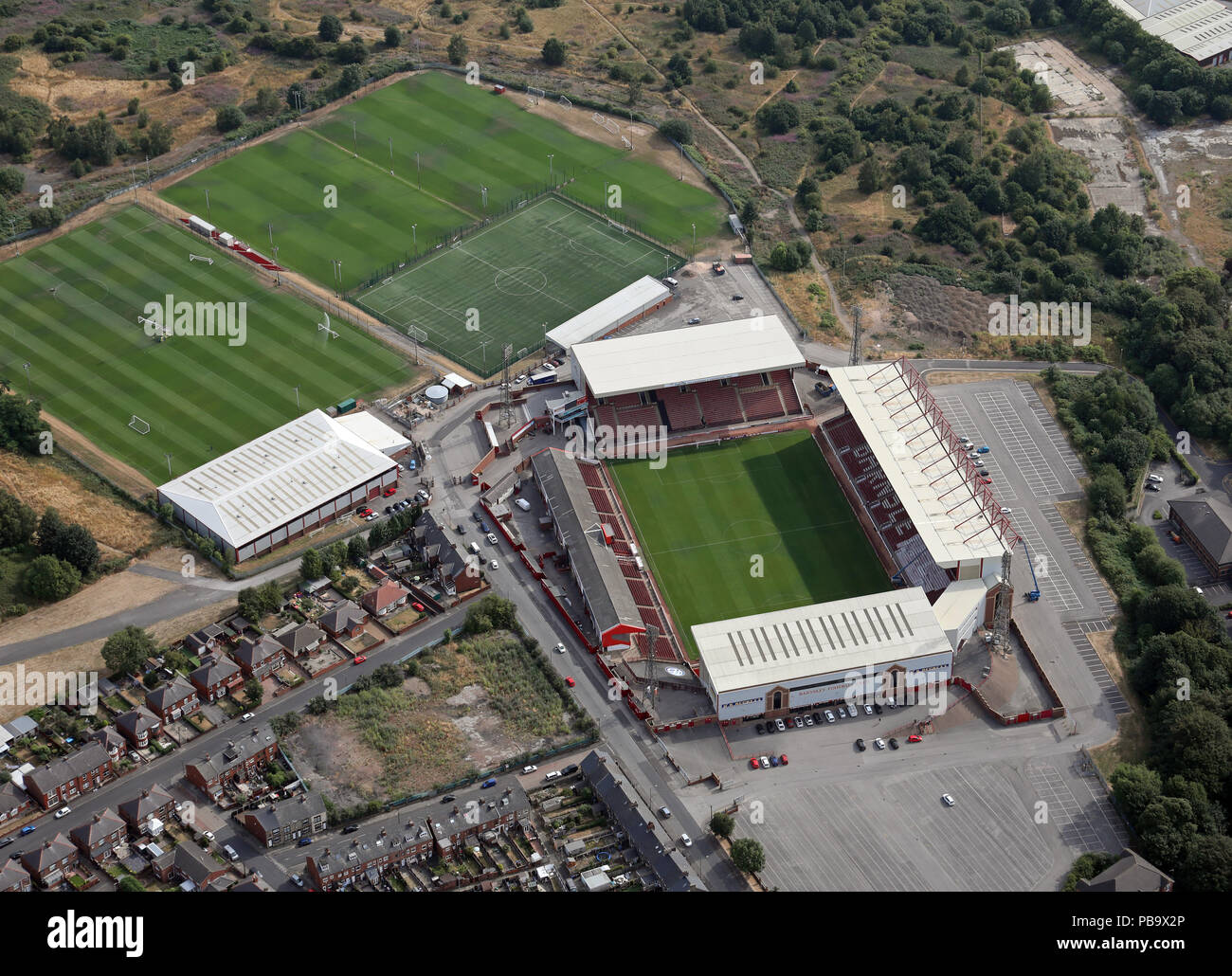 aerial view of Barnsley football ground Stock Photo