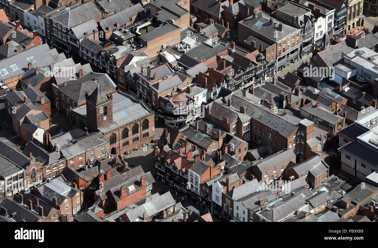 aerial view of Bridge Street in Chester city centre Stock Photo