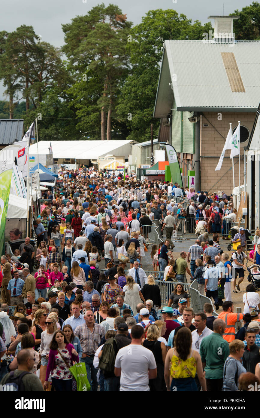 Crowds of people at The Royal Welsh Show, the UK's leading agriculture and farming event, held annually at the purpose built show ground at Builth Wells, Powys, Wales Stock Photo