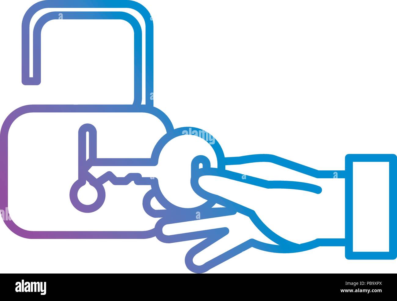 hand with secure padlock and key Stock Vector Image & Art - Alamy