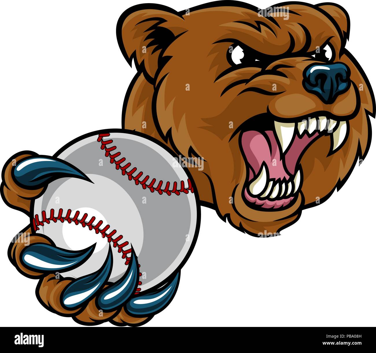 Bear Holding Baseball Ball Stock Vector