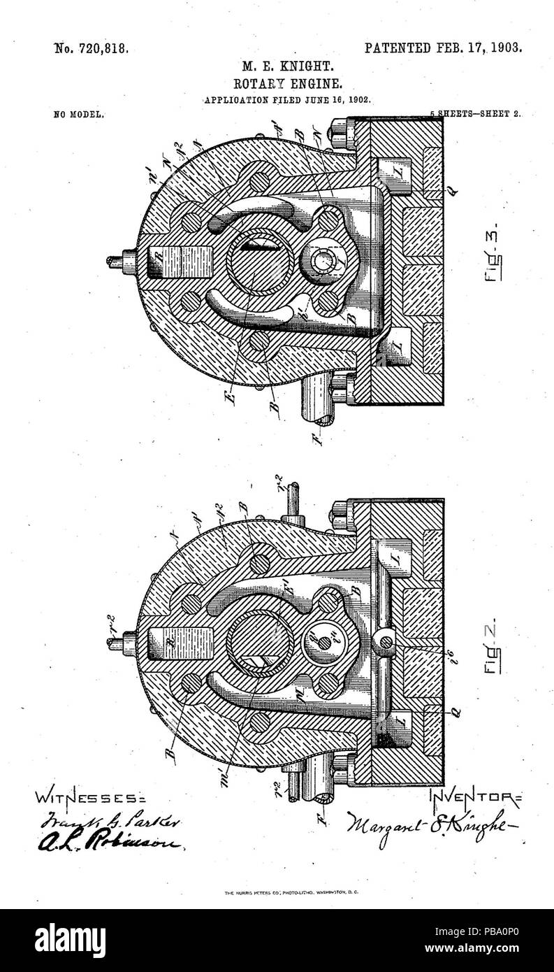 1796 US720818-Rotary engine. (2) Stock Photo
