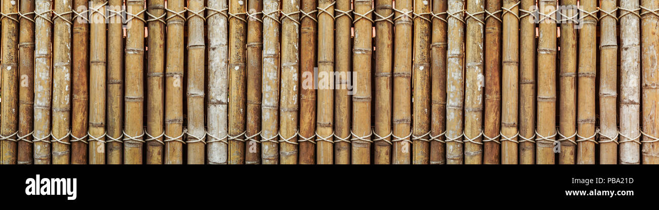 Bamboo wood wide horizontal wall pattern texture for banner or website ads background Stock Photo