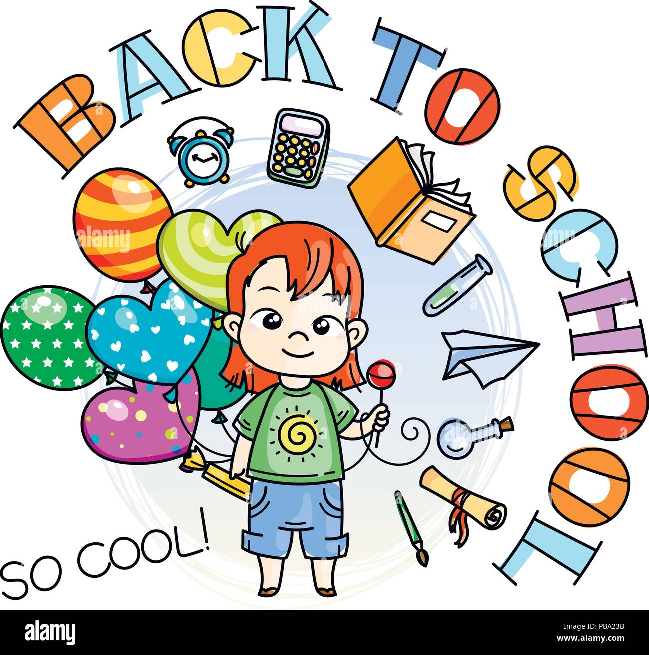 Welcome Back To School Cute School Kid Ready To Education Vector Illustration Stock Vector Image Art Alamy
