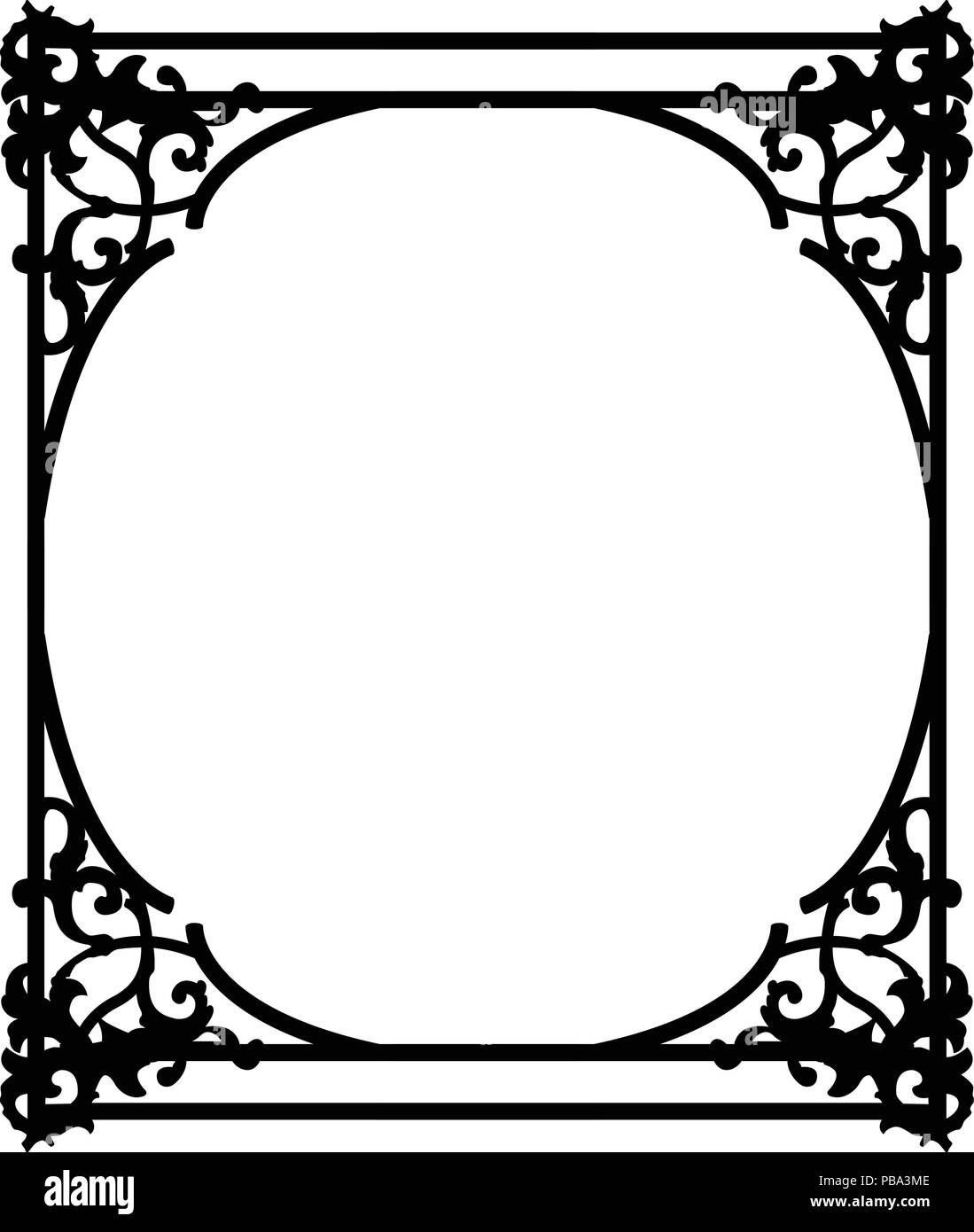 Black square vintage frame with floral curls Stock Vector Image & Art ...