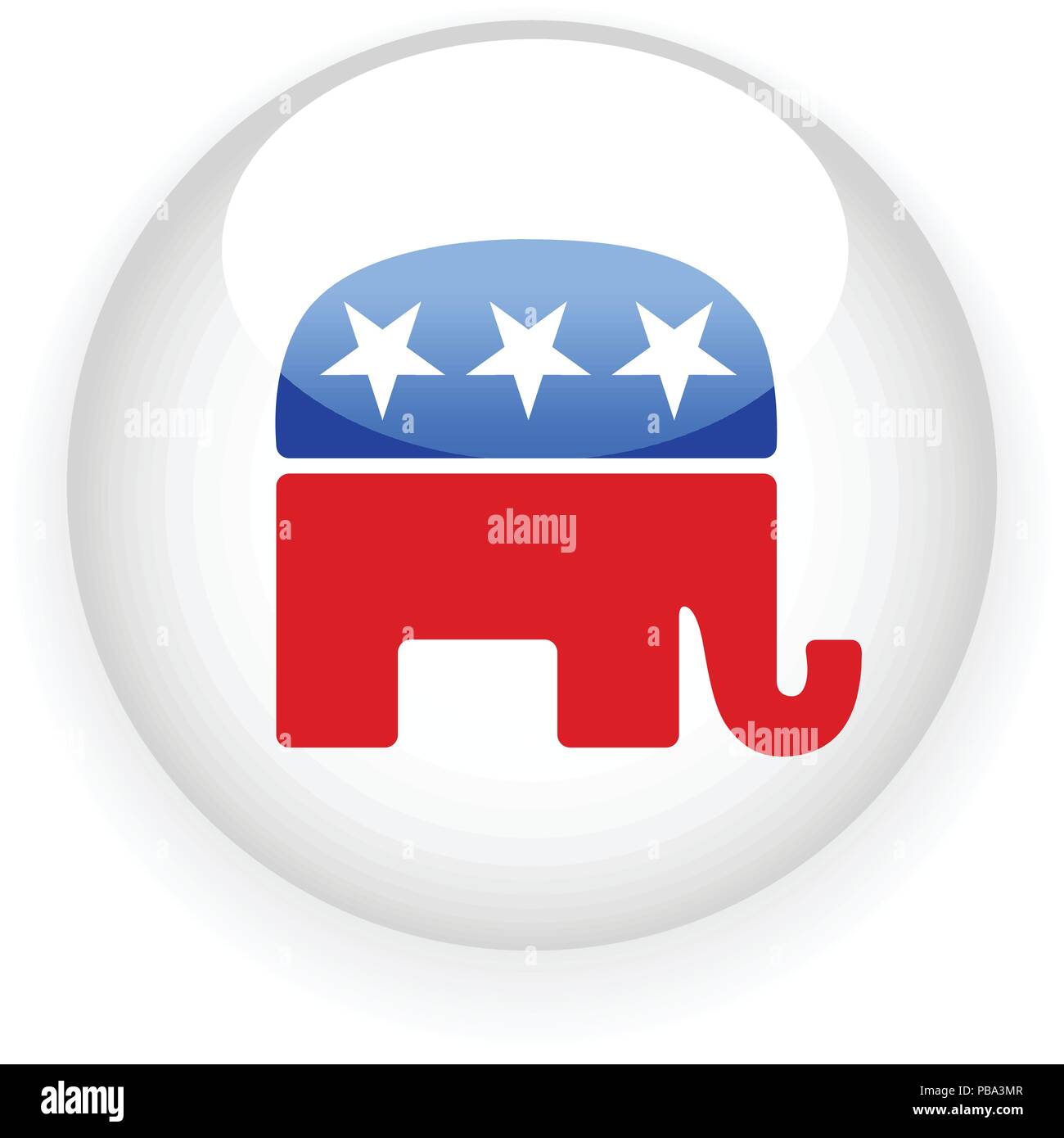 Round badge with republican elephant symbol Stock Vector