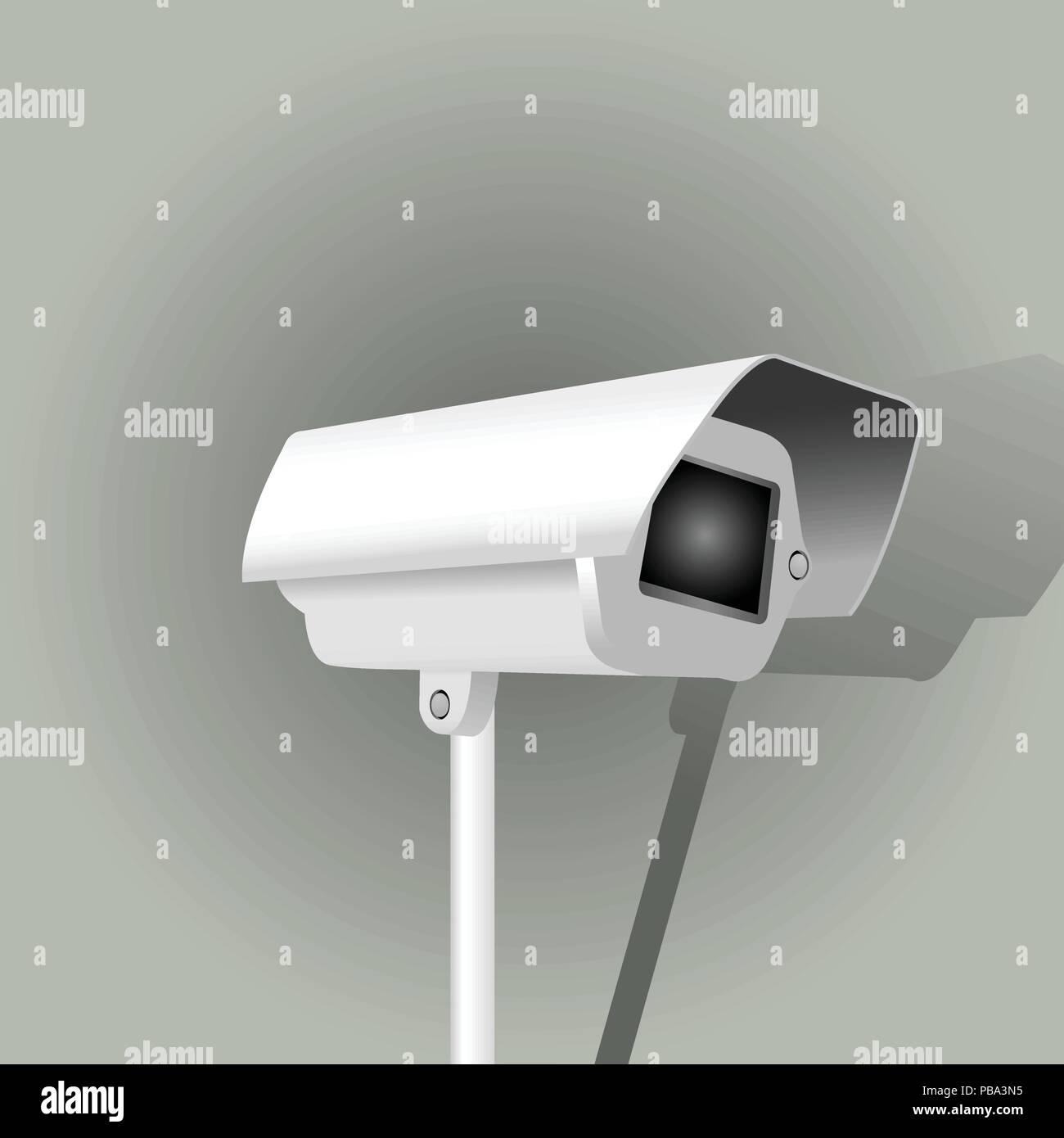 Surveillance camera on grey background - security camera Stock Vector