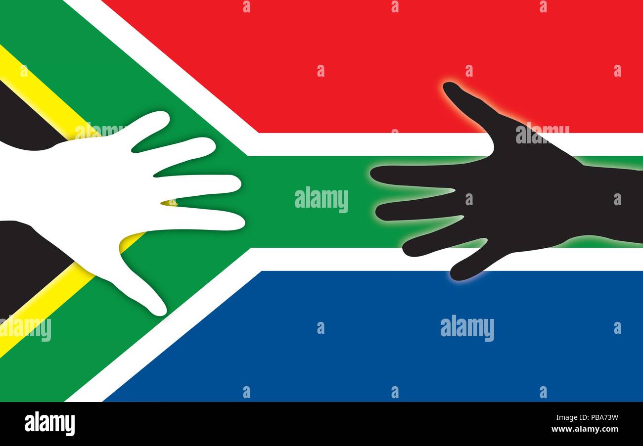 South Africa, peace symbolic flag with hands Stock Vector